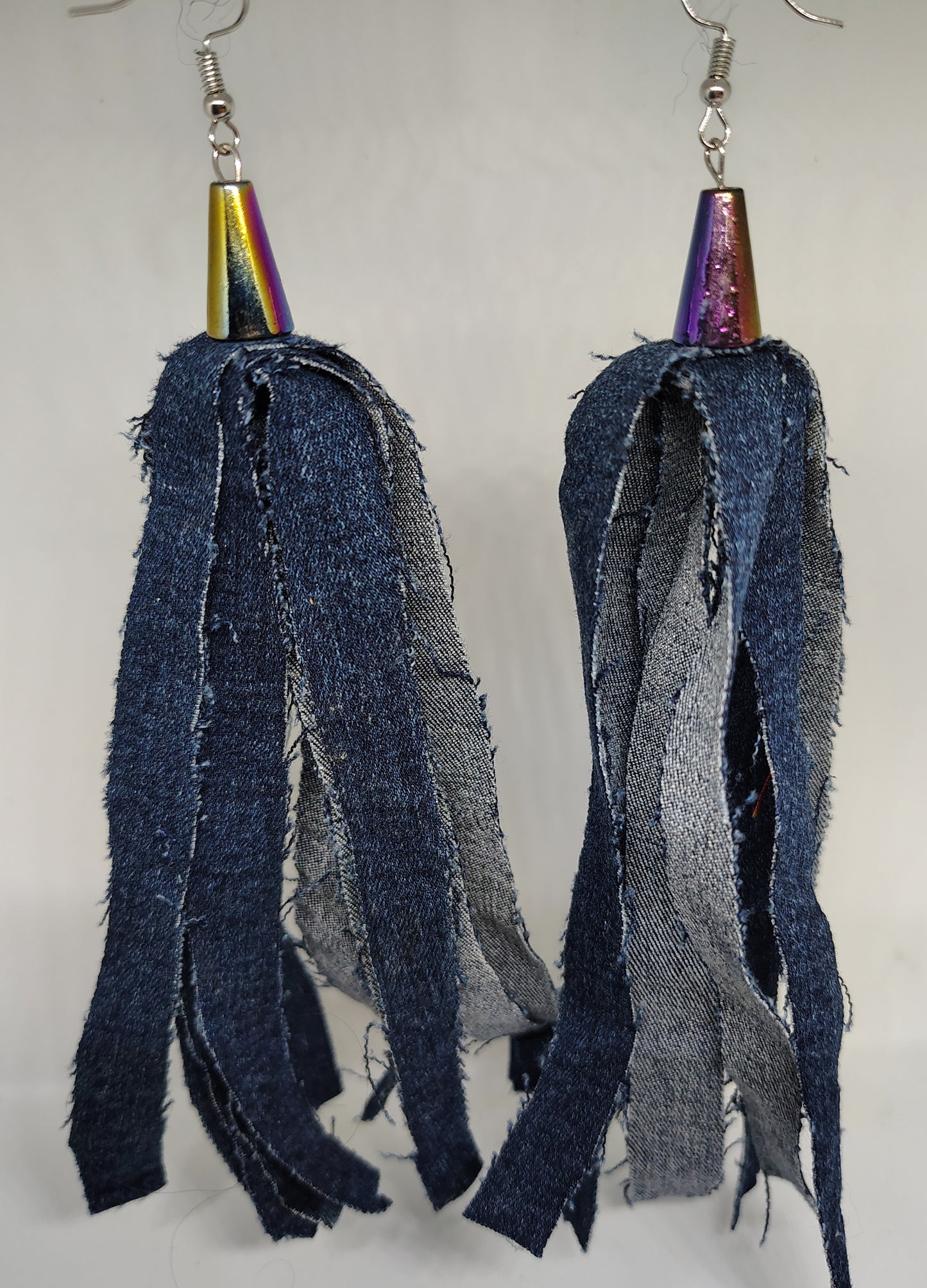 Denim rag earrings