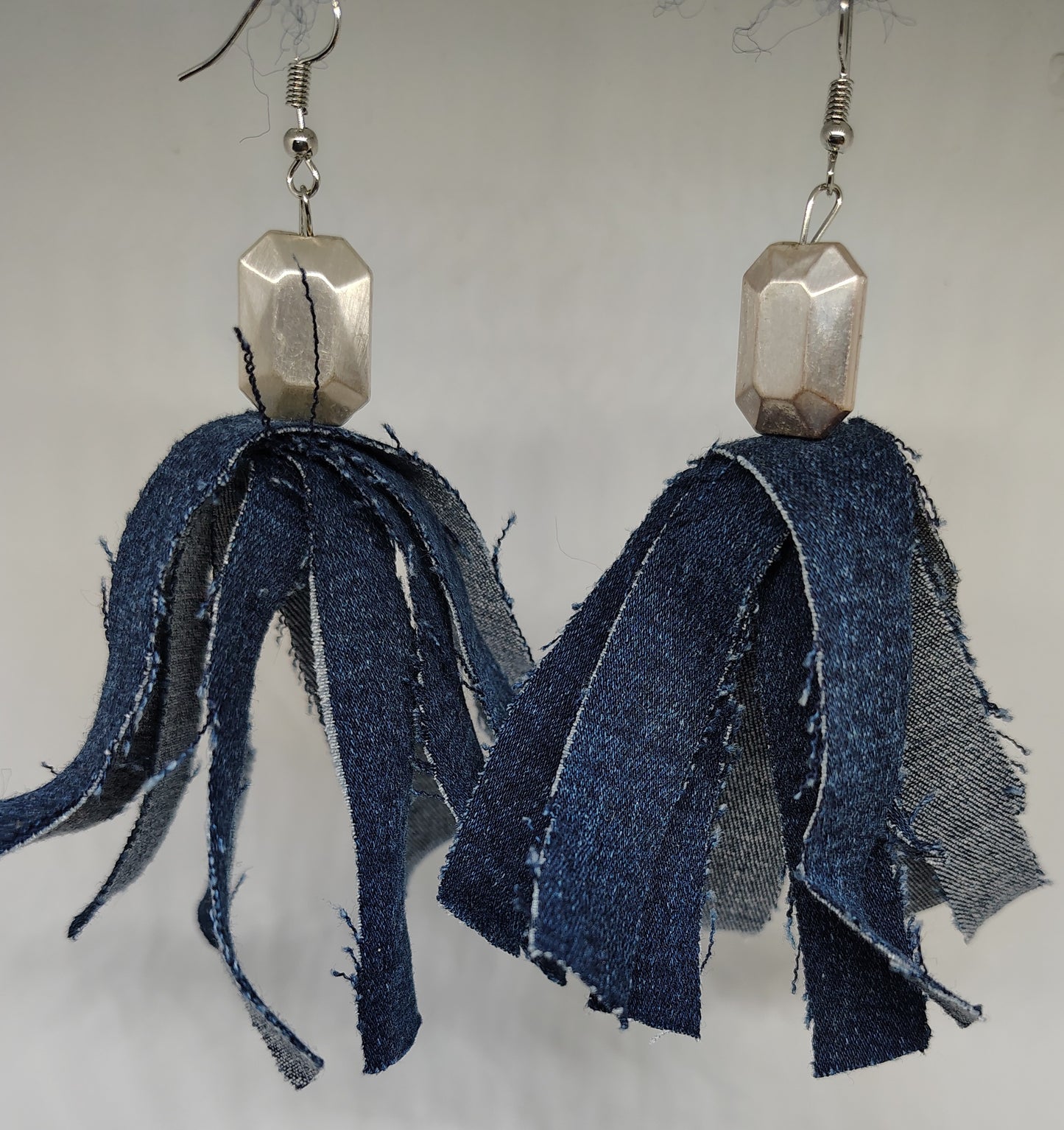 Denim rag earrings