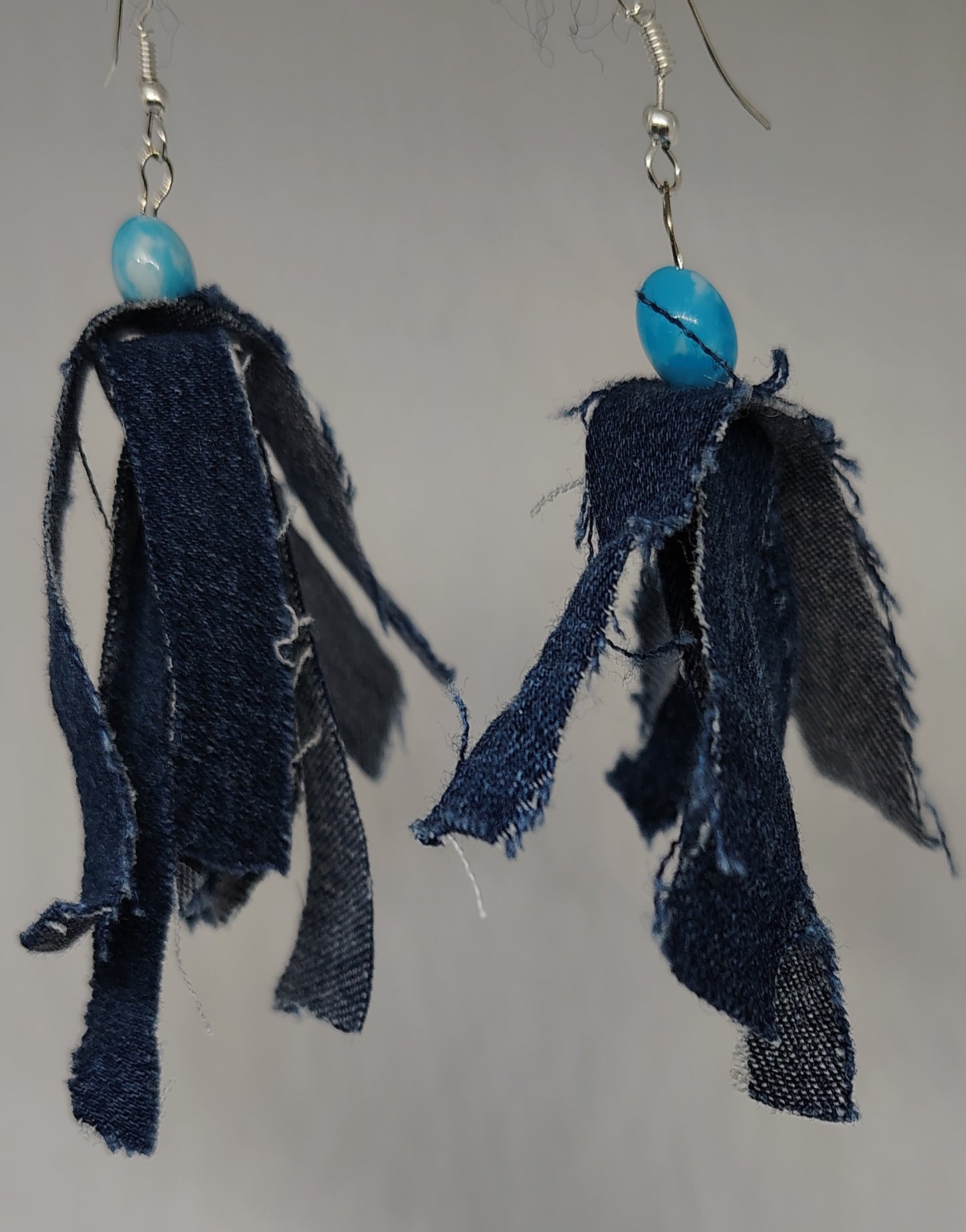 Denim rag earrings