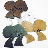 Wood Queens head earrings