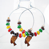 African color beaded hoops with African Queen charm