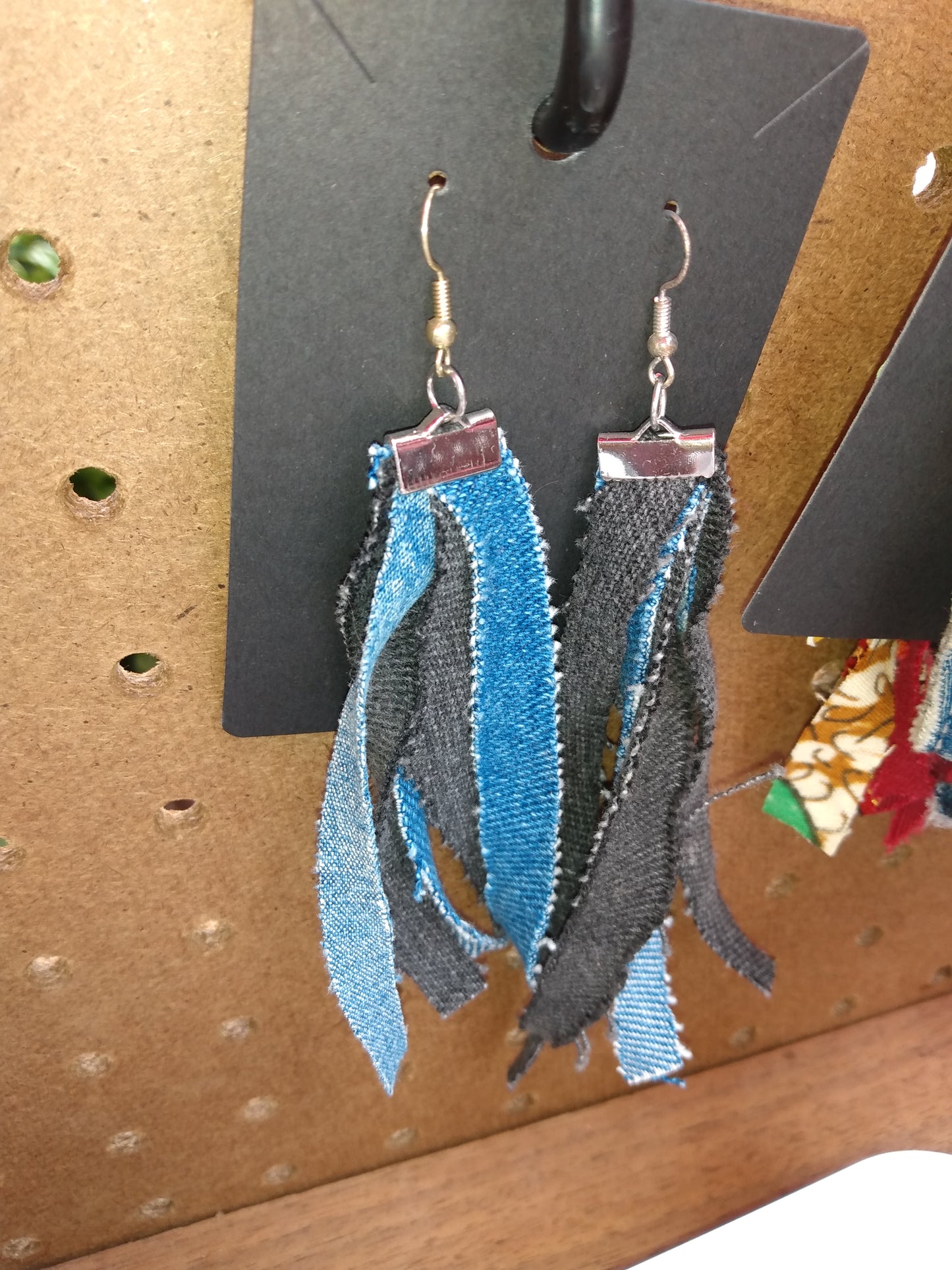 Denim rag earrings