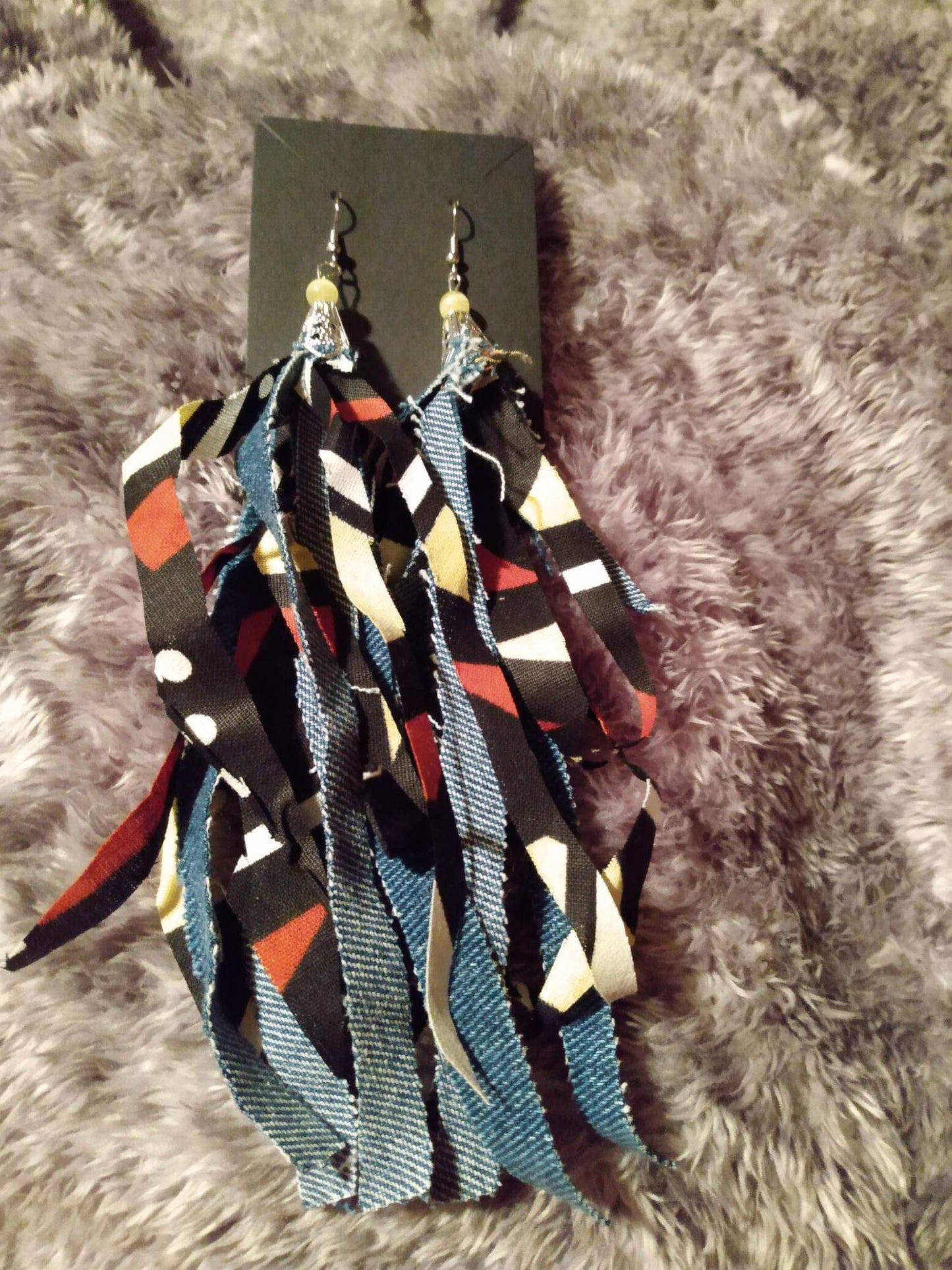 Denim rag earrings