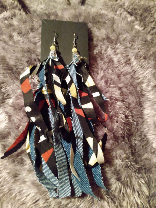 Denim rag earrings